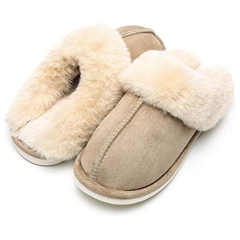 Epsion Womens Winter Warm Slipper Faux Fur Fluffy Slip-On House Slippers Suede Plush Lined/Anti-Skid Sole Indoor Outdoor Cover