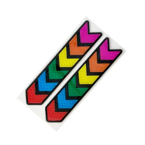 Hugwits 2 PCS Strong Reflective Car Decal, 1.38" x 5.91" Car Front & Rear Bumpers Colorful Reflective Decor Sticker, Nighty Safety Warning Anti-Collision Cars Decor Sticker, Universal for Most Cars