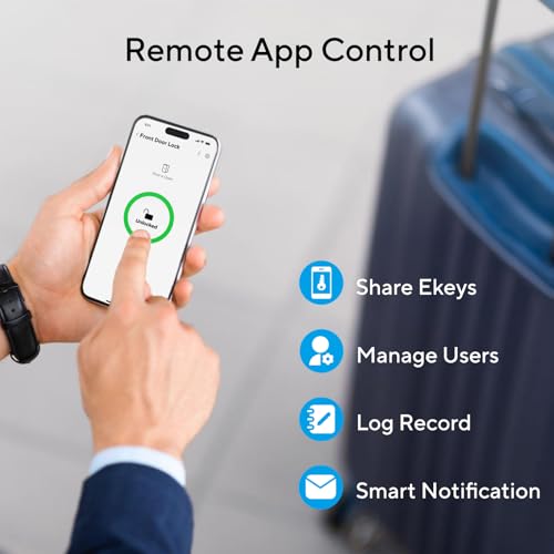 Image of ULTRALOQ Latch 5 World's First Built-in WiFi Smart Lock with NFC, 5-in-1 Keyless Entry with App Control, Smart Door Handle Lock with Touch Digital Keypad, Satin Nickel