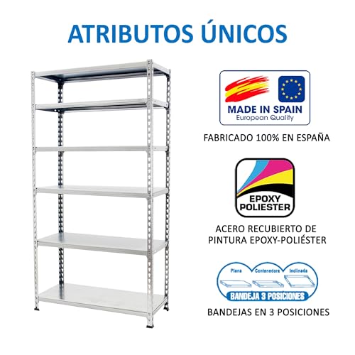 Simon Rack Simonclick Metallregale, 2500 x 1000 x 400 mm, 6 Metallböden, 180 kg Biegepunkt, Lagerregale, verzinkt