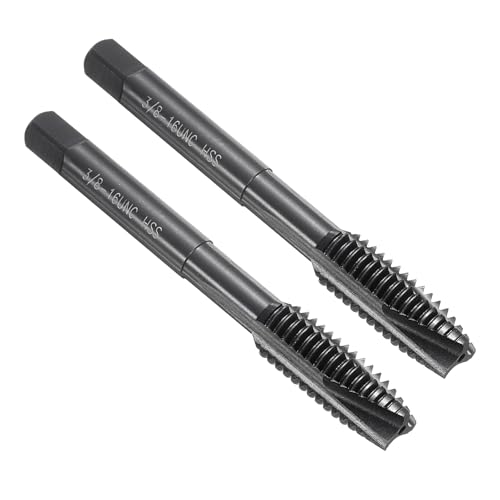 QUARKZMAN 2 Stück Maschine Gewindebohrer Spitze 3/8-16 UNC Spitzengewindeschneider HSS6542 Universelle und Hochwertige Gewindebohrer Nitrierte Oberfläche Schwarz