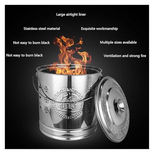 Extra Large Smokeless Stainless Steel Burn Barrel Incinerator with Lid - Durable Garden Fire Bin for Efficient Waste Burning, Outdoor Fire Pit, Backyard Fire Disposal