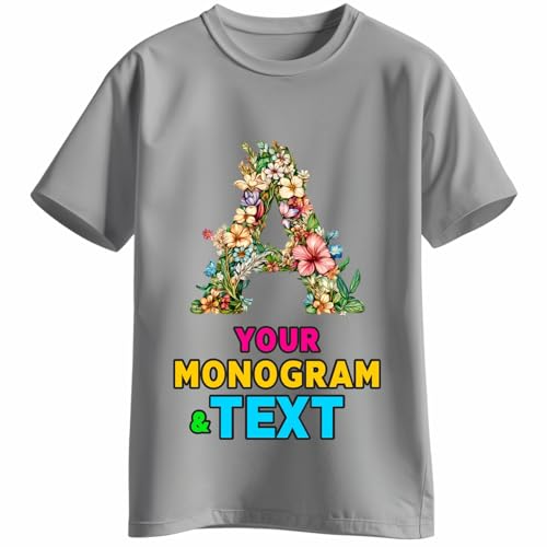 T-Shirt Oversize Unisexe Personnalisé Floral : Initiale Prénom et Texte sur Mesure Chic