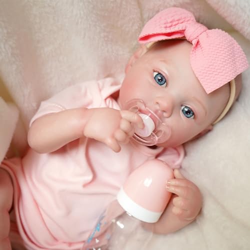 Brastoy Bebê Reborn Boneca Pintado Silicone Realista Menina Rosa Original (48cm Rosa Boneca Pintada)