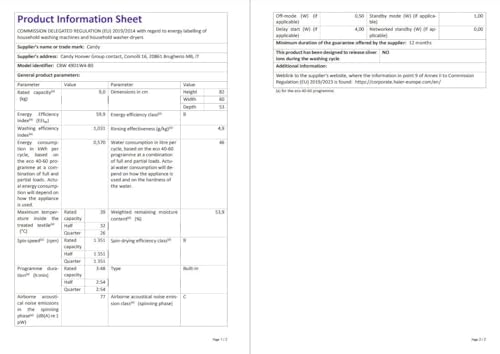CANDY CBW 49D1W4-80 Integrated Washing Machine, 9kg Load, 1400RPM, White - B rated