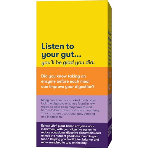 Renew Life Adult Plant-Based Enzyme Supplement - Gas Stop Enzyme Formula, Dariy Free - 60 Vegetarian Capsules - Thumbnail 6