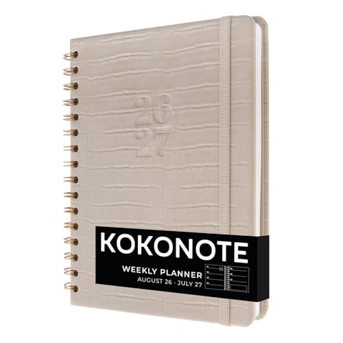 Kokonote Academic Diary 2026-2027 Week to View - Caiman Gray | Academic Planner 2026-2027, Mid Year Diary 2026 2027, Weekly Planner | Aesthetic Stationery Gifts