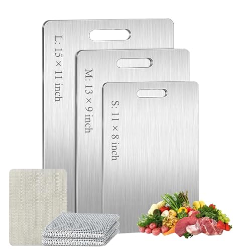 Juego de 3 tablas de cortar de titanio rectangulares miniatura 1