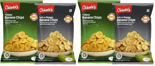 Image of Chheda's - Salt N Pepper (350 Gm) and Yellow Banana Chips (350 Gm) | Crispy Banana Chips | Wafer | Tasty Snacks | Ready to Eat - Combo Pack (Pack of 2)