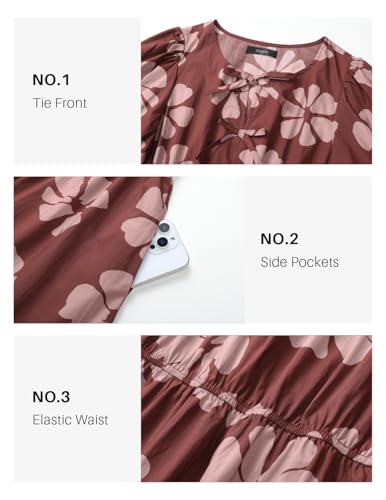 Image of ZESICA Women's Summer Short Sleeve Tie Front Mini Dress Babydoll Ruffle Pleated A Line Vacation Graduation Short Dresses