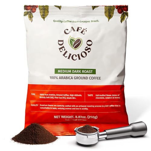 Cafe Delicioso Brazilian Ground Coffee, Medium Dark Roast,