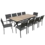 Oviala Table de Jardin Aluminium et céramique et 10 assises Anthracite - Tivoli