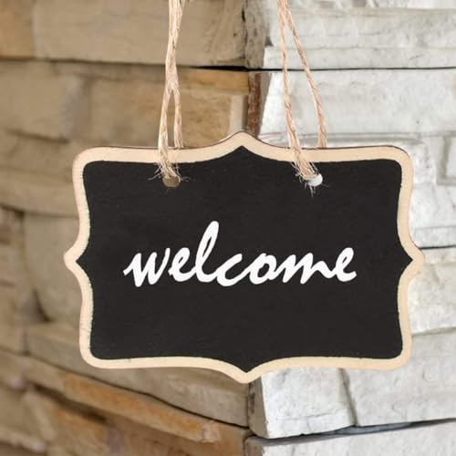 Image of CVANU 25 Pcs Mini Chalkboards Signs Hanging Rectangle Chalkboards Double Sided Blackboard Message Board Hanging Signs for Weddings, Kids Crafts C-1