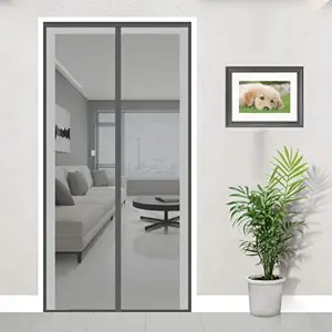 LifeKrafts Fiberglass Mosquito Screen Door Net Curtain with Magnets (205x95 cm, Grey)