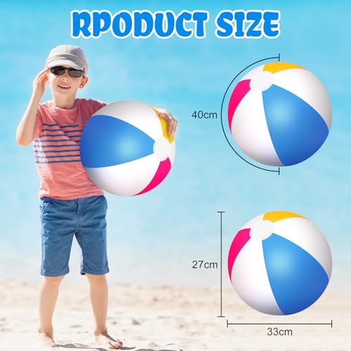 Kezidhp 4 Stück Wasserball Aufblasbar, Wasserball Kinder, 40CM Strandball, Wasserspielzeug Kinder, für Erwachsene Strand, Pool Party, Outdoor-Aktivitäten,Schwimmbad Spielzeug