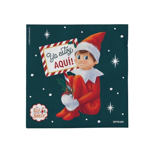 OH YEAH - 30 unidades Servilleta desechable de papel Temática Elfo Travieso - 33 x 33 cm - The Elf on the Shelf - Decoración Mesa Navideña - Fiesta Navidad Elfos traviesos - YA ESTOY AQUÍ!