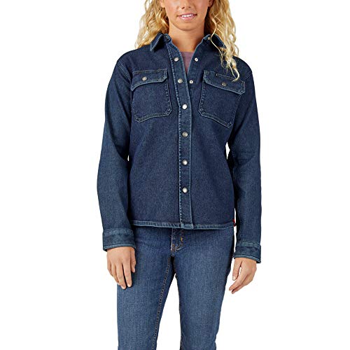 Dickies Women's Warming Temp-Iq Flex Denim Work Shirt, Medium Stonewash, Large #TOP16