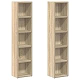 vidaXL Étagère CD, Lot de 2, 21x16x93,5 cm, Bois reconstitué Chêne Sonoma, Meuble vitrine avec Compartiment, Rangement Salon, Bibliothèque, Rangement CD, Organisateur multimédia