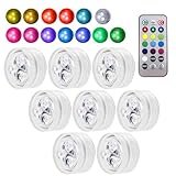 Unterwasser Licht mit Fernbedienung,8 Stück Mini Unterwasser Licht,Mini LED Lichter Wasserdicht,Unterwasser LED Licht,LED Teelichter,3 Modi 13 Farben RGB,LED Kerzen,Led Licht mit Fernbedienung