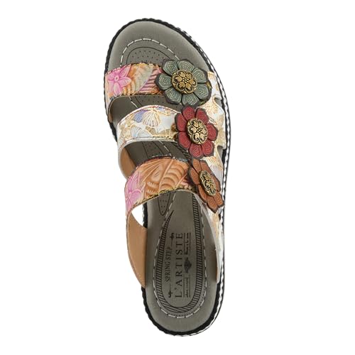 Spring Step L'Artiste Women's NAOMI-MONARCH Slide Sandals - Hand-Painted Leather Butterfly Sandal - Comfortable Hook and Loop Closure with Floral Footbed Support3