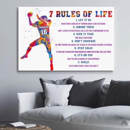 7 Rules Of Life Football Poster – Motivational Wall Art With Inspiring Lessons, Perfect Sport Gift For Him Or Her.