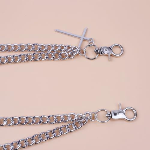 Pants Chain for Men Women Halloween Costumes Cross Jeans Chains Shorts Chains Goth Accessories Punk Hip Hop Wallet Chain Silver4
