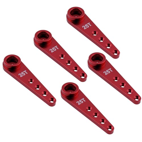 YijiaLink 5pcs Aluminum 25T Servo Horn 37mm M2.5 Threads Metal 25 Teeth Extension Steering Arm Compatible with Futaba Savox Power Servos RC Car Truck