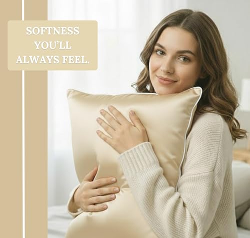 Image of BSB HOME Luxury Satin Silk Pillow Cover | 300 TC Ultra-Smooth Silky Finish | Premium Home Bedding Pillowcase | Soft, Glossy & Skin-Friendly Fabric | 18 x 28 Inches (Pale Moonstone)