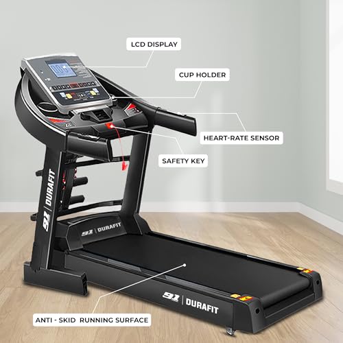 Image of 91-Durafit Panther Multifunction | 5.5 HP Peak DC Motorized Foldable Treadmill| Auto Incline| Home use| Max Speed 18 Km /Hr | Max User Weight 130 Kg|Free Installation Assistance | Black
