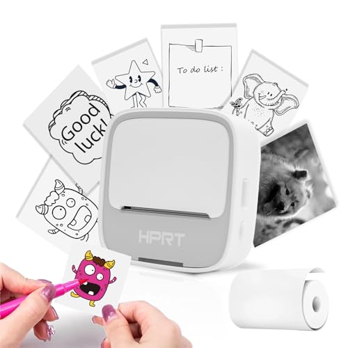 Image of HPRT S1 Bluetooth Thermal Label Printer, Portable Mini Inkless Sticker Maker with 1 Roll Paper, Compatible with iPhone & Android, for Home, School, Office, Travel, Kids. Free App with Templates