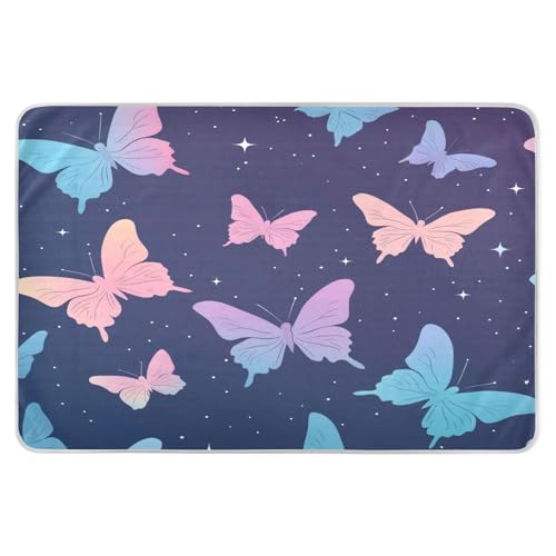 Takiito Butterfly Bed Pad Reusable Bed Underpad Washable Waterproof Leak-Proof Quick Dry Incontinence Pee Pad for Toddlers Kids Adults Pets 34x52 in
