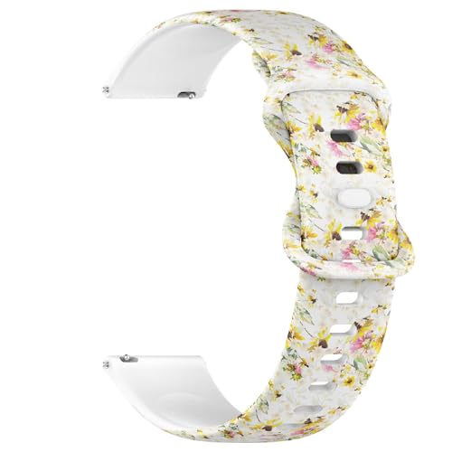 Compatible with Garmin Fenix 7/7 Pro, Fenix 6/6 Pro, Fenix 5/5 Plus, Epix (Gen2) / Epix Pro (Gen2), 22mm Sport Watch Band (Beautiful Floral Yellow Rose Lily Sunflower) Silicone Soft Strap