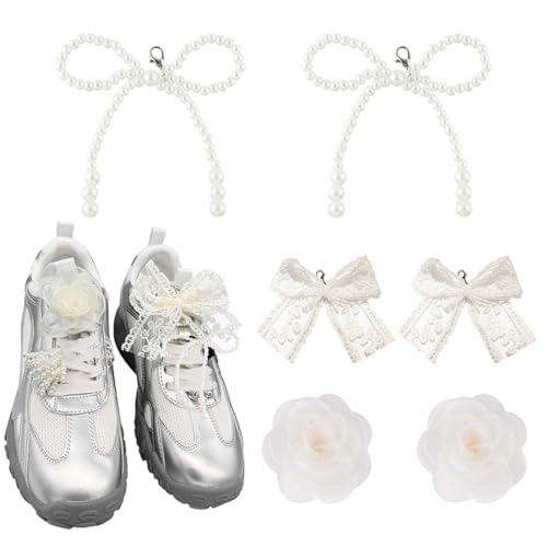 6 Piezas Adorno Zapatos, Cordón Clips Para Zapatos, Hebilla Para Zapatos, Colgante de Joyería Para Zapatos con Cuentas y Lazos, Hebilla Para Zapatos, Colgante de Cordones Para Zapatos Diy
