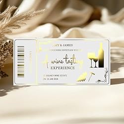Personalised Wine Tasting Experience Metallic Foil Voucher, Surprise Custom Gift Ticket