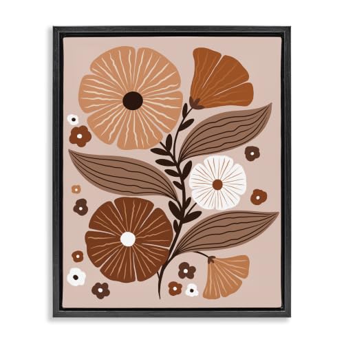 Neutral Tones Flower Shapes Floral, 16 x 20 Inch Canvas in Floater Frame