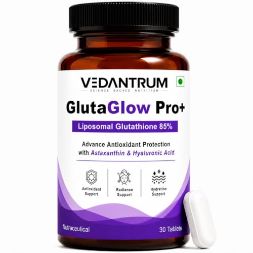 Image of GlutaGlow Pro+ Liposomal Glutathione 85% Tablets | Supports Skin Brightening, Glowing Skin, Even Skin Tone & Antioxidant Defense | With Hyaluronic Acid, Astaxanthin, Vitamin C, Vitamin E & Alpha Lipoic Acid | 30 Tablets