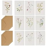 Oridaceae Grußkarten Set mit Umschlag, 10er Blanko Karten Blumen Geburtstagskarten Glückwunschkarten, Blumenkarten für Einladung Geburtstag Hochzeit Weihnachten Jubiläum Muttertag Vatertag