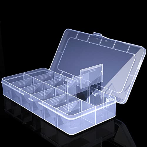 Image of Clear Organizer Box,12 Grids Organizer Box with Removable Dividers for Jewelry,Bead Storage Organizer Box,Plastic Compartment Container for Tool Tackle Box