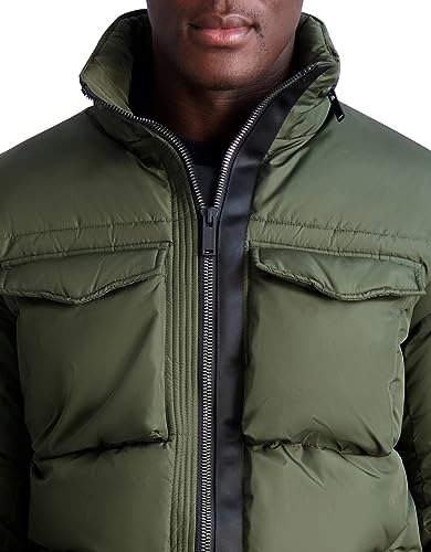 Image of KARL LAGERFELD Men's Quilted Zip Out Hood Puffer Jacket
