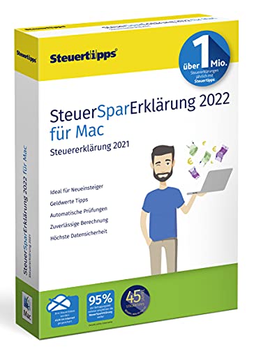 Preisvergleich Produktbild SteuerSparErklärung 2022, Schritt-für-Schritt Steuersoftware für die Steuererklärung 2021, CD-Version für Mac (ab 10.14 Mojave)