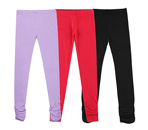 Bienzoe Niña Uniforme Escolar Tejer Algodón Tramo 3 Leggings Paquete F 14 Cover
