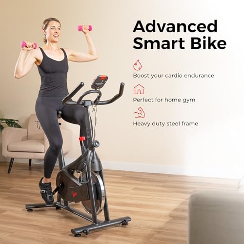 Image of Sunny Health & Fitness Smart Magnetic Indoor Cycling Bike, Stationary Exercise Cardio Equipment, Free SunnyFit Training App