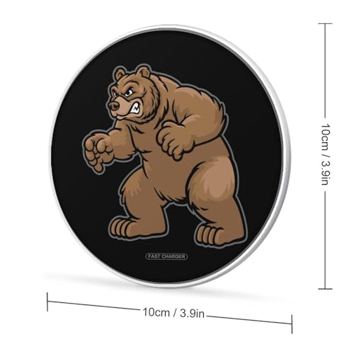 Angry Grizzly Bear Wireless Charger for All Smartphone Fast Wireless Charging Station Charging Pad