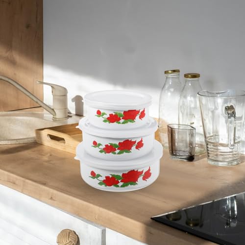 Kichvoe R0472FP01LN7D18W4U9P 3Pcs Enamel Mixing Bowl Set Vintage Enamel Bowl thumb #8