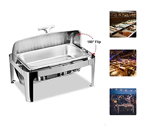 DBMGB Chafing Dish Set Speisenwärmer Buffetwärmer, 6L Wärmebehälter für Essen Buffetwärmer mit Sichtbarem Glasdeckel für… – Bild 7