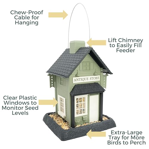 North States Village Collection - Antique Store Birdfeeder for Outdoors, Holds 6.5 Lbs of Seed in Green - Image 3