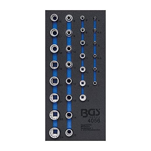 BGS 10651-1 | Steckschlüssel-Einsatz Zwölfkant | 12,5 mm (1/2") | SW 46 mm | CV-Stahl 4 BGS 4056 | Werkstattwageneinlage 1/3: Steckschlüssel-Einsätze Zwölfkant | 29-tlg.