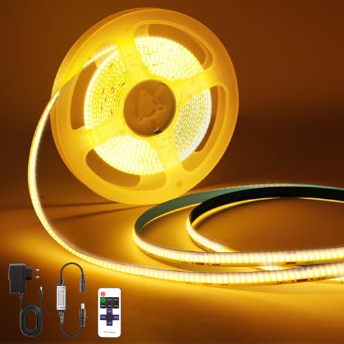 COB LED-strip 2700K warm wit, 1 m dimbaar, 24 V flexibele COB LED-stripverlichtingsset, 320 LED's/m, met RF-afstandsbediening, voor onder kasten, tv, keuken, woonkamer, doe-het-zelf