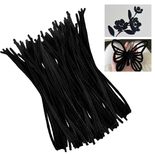 pson 100PCS 11.8 Inch Black Pipe Cleaners Chenille Stems, Art and Craft Thick Fuzzy Wire