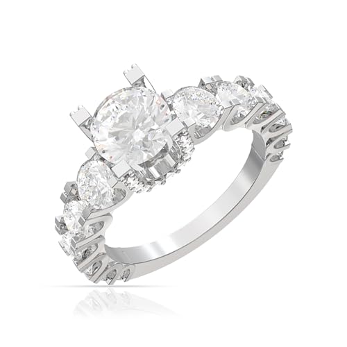 Image of 925 Sterling Silver Ring for Women | Cubic Zirconia Solitaire Halo Design | Fine Jewellery Finger Ring for Girls, Wife, Girlfriend | Gift for Birthday, Anniversary, Valentine's Day